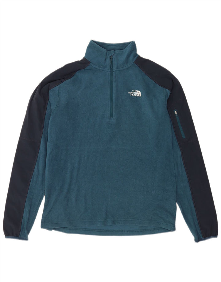 Pulover din lână The North Face pentru bărbați, cu fermoar și gât, din poliester color block, albastru
