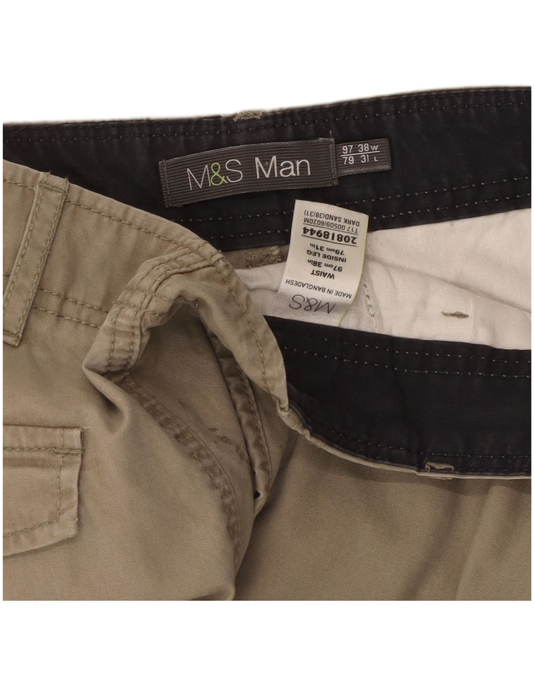 Pantaloni cargo drepti pentru bărbați Marks & Spencer W38 L31 bumbac bej