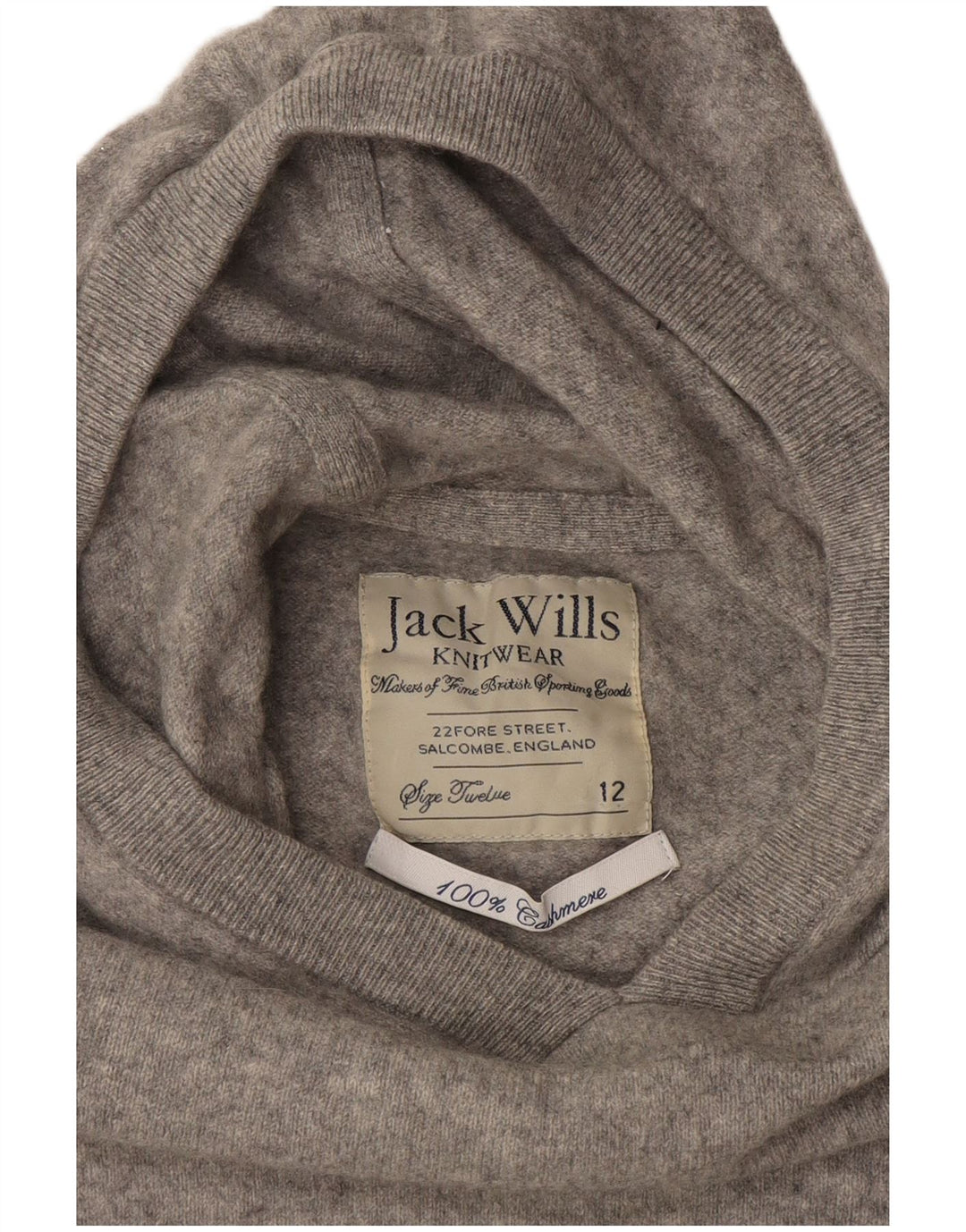 JACK WILLS Pulover crop cu glugă pentru femei UK 12 Medium Gri Cașmir