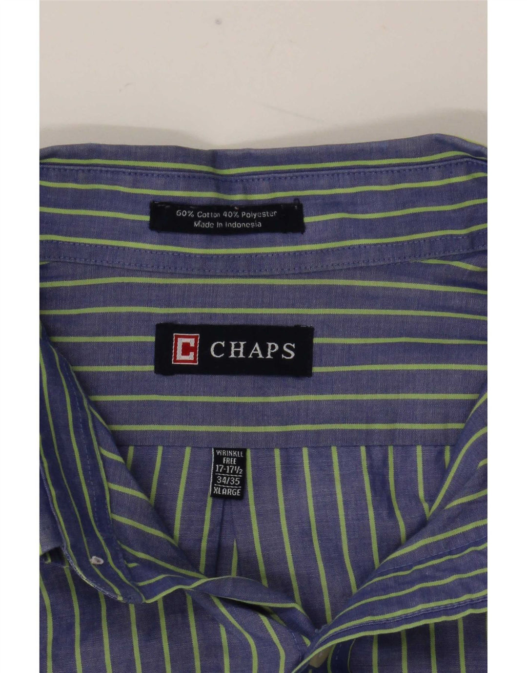 Cămașă pentru bărbați Chaps Mărimea 17 1/2 XL Bumbac cu dungi albastre