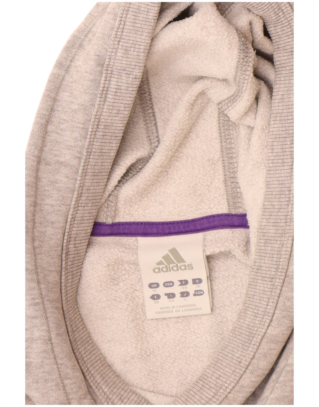 Pulover cu glugă grafic Adidas pentru femei UK 12 Gri mediu