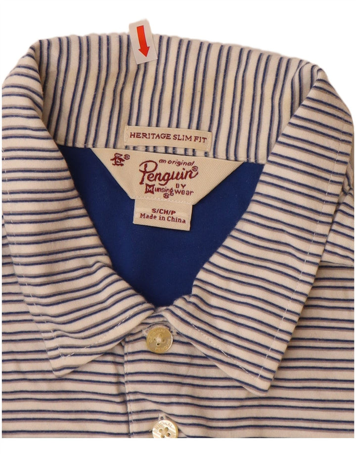 PENGUIN Cămașă polo pentru bărbați Heritage Slim Fit, bumbac cu dungi, bej mic
