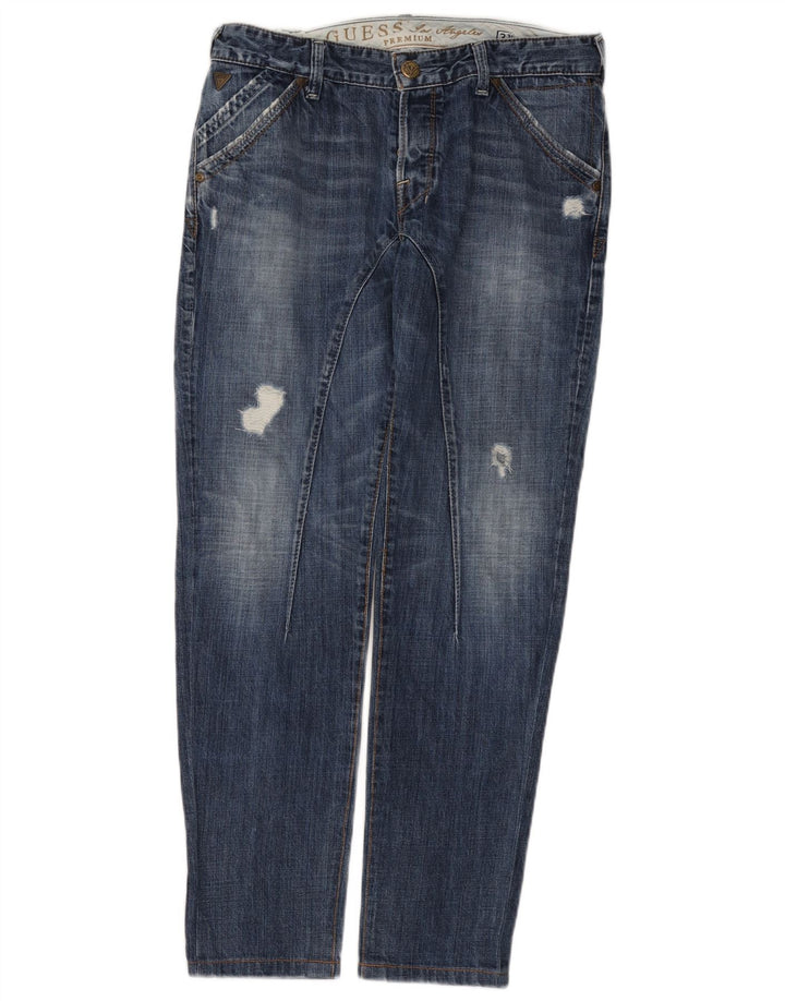 Blugi slim pentru bărbați Guess Distressed W31 L30 Bumbac albastru