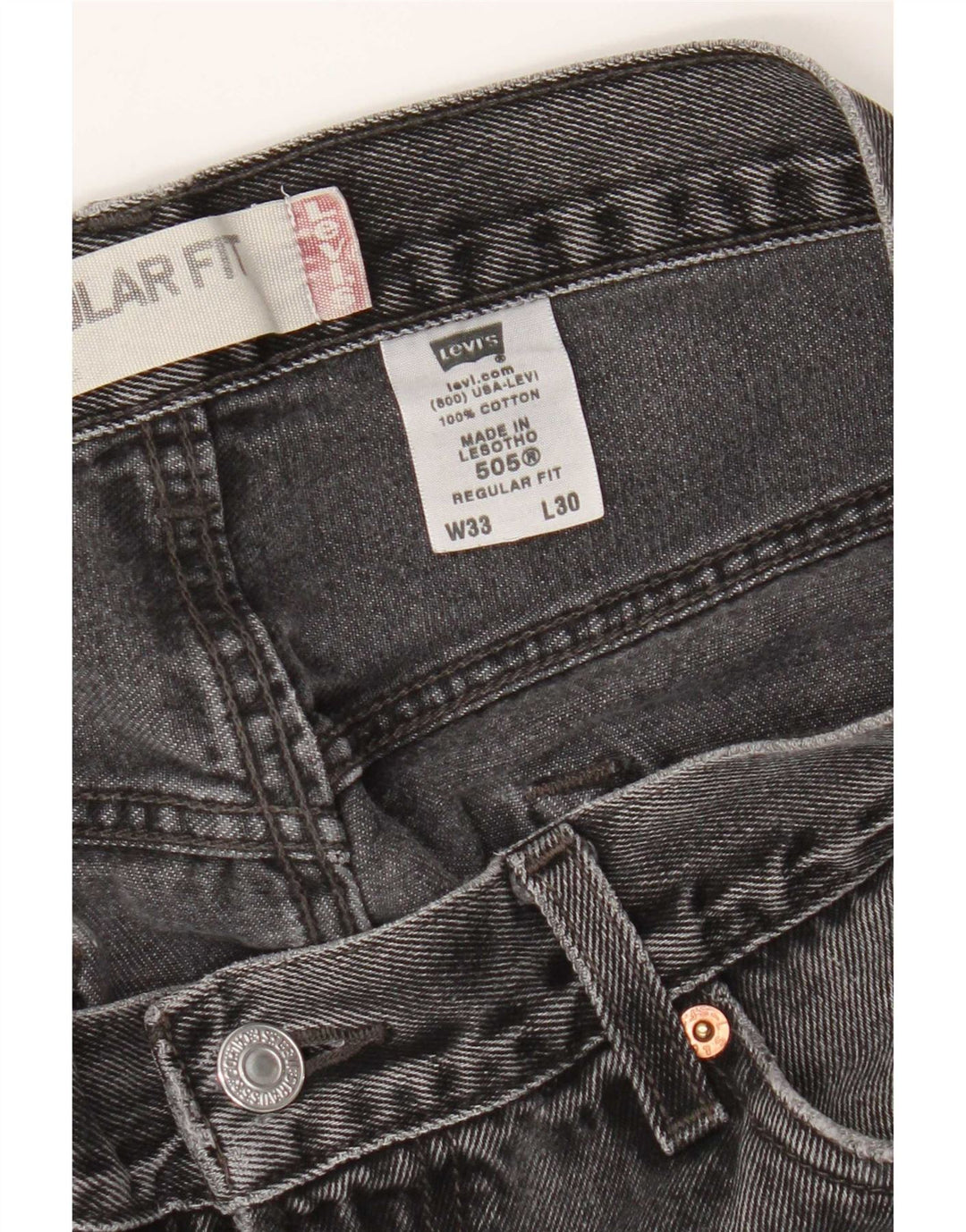 Blugi drepti pentru bărbați Levi's 505, cu ajustare normală, W33 L30, bumbac gri