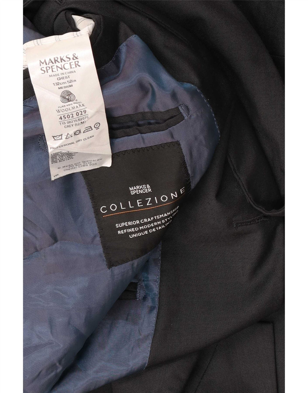 Jachetă pentru bărbați Marks & Spencer, cu 3 nasturi, UK 52 3XL Lână gri