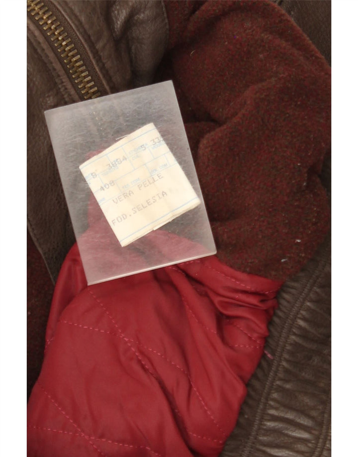 Jachetă Bomber din piele vintage pentru bărbați EU 52 XL din piele maro