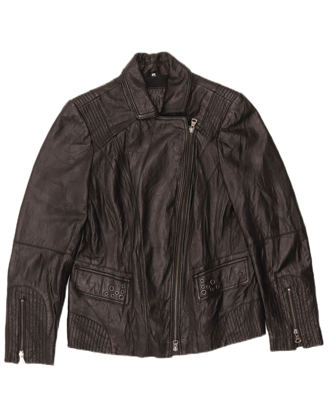 BONITA Jachetă Biker din piele pentru femei EU 38 Piele de miel neagră medie