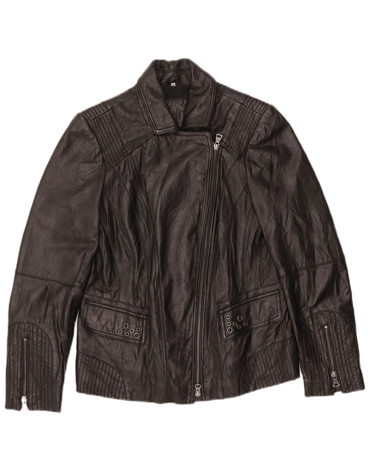 BONITA Jachetă Biker din piele pentru femei EU 38 Piele de miel neagră medie