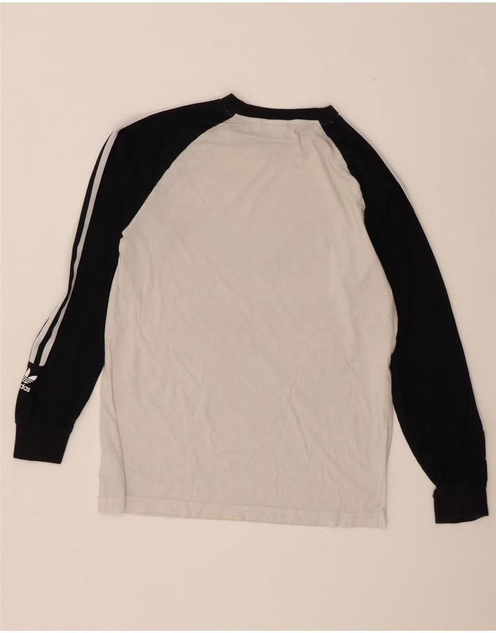 Top grafic pentru bărbați Adidas cu mânecă lungă, alb mediu, bumbac color bloc