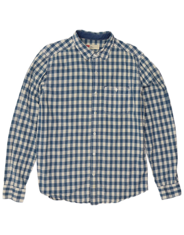 Levi's Mens Standard Fit Shirt Medium Blue Gingham Cotton