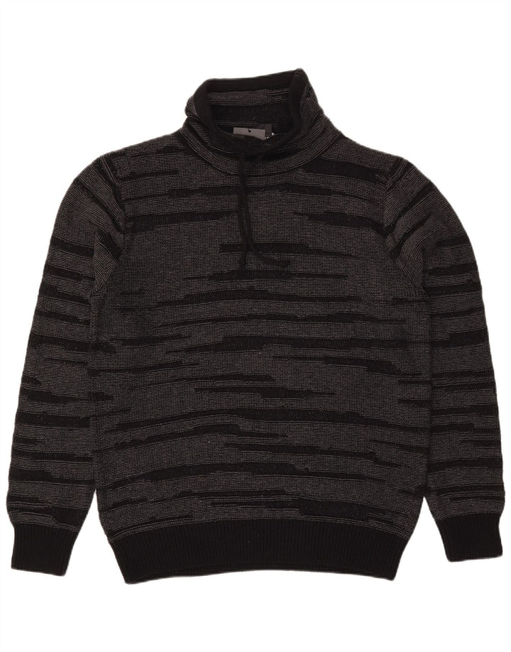 Pulover Dkny pentru bărbați cu gât rulat, bumbac cu dungi negre medii