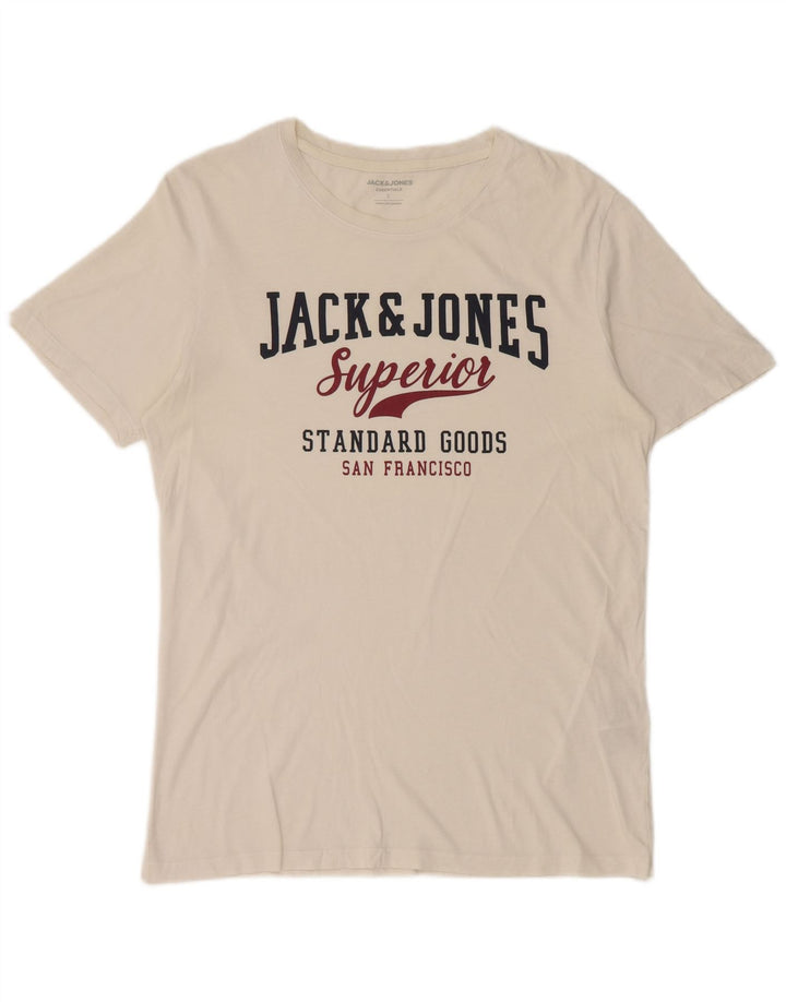 Tricou grafic Jack & Jones pentru bărbați Top mare din bumbac alb