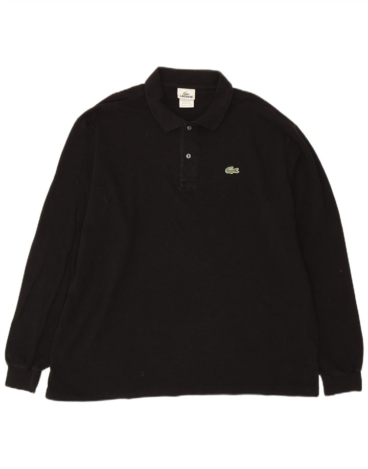 Tricou polo pentru bărbați cu mânecă lungă LACOSTE Mărimea 7 2XL bumbac negru