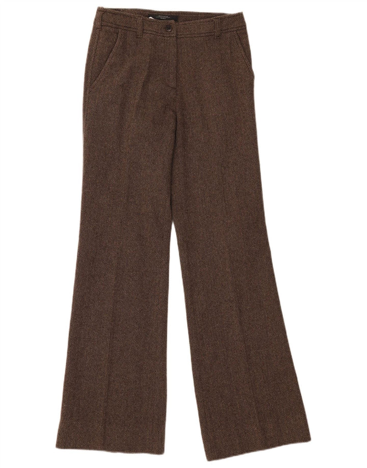 Costum 2 piese pentru femei de weekend Max Mara UK 8 Small W28 L33 Brown Herringbone