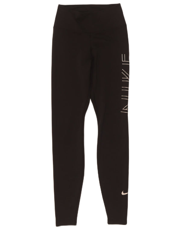 Leggings Nike Dri Fit Graphic pentru femei UK 4 XS Poliester negru