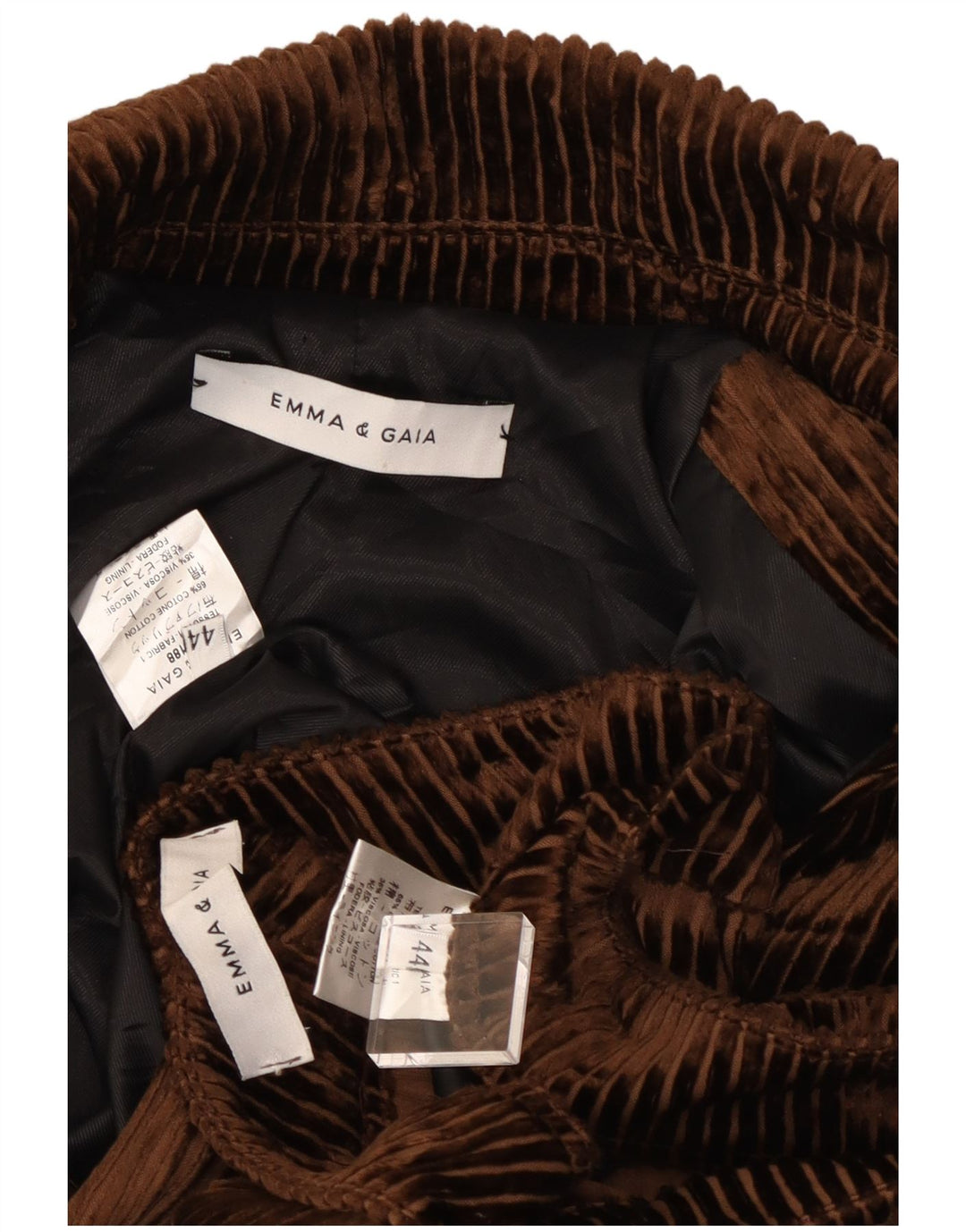 EMMA & GAIA Costum 2 piese din velur pentru femei IT 44 Medium W28 L28 Maro