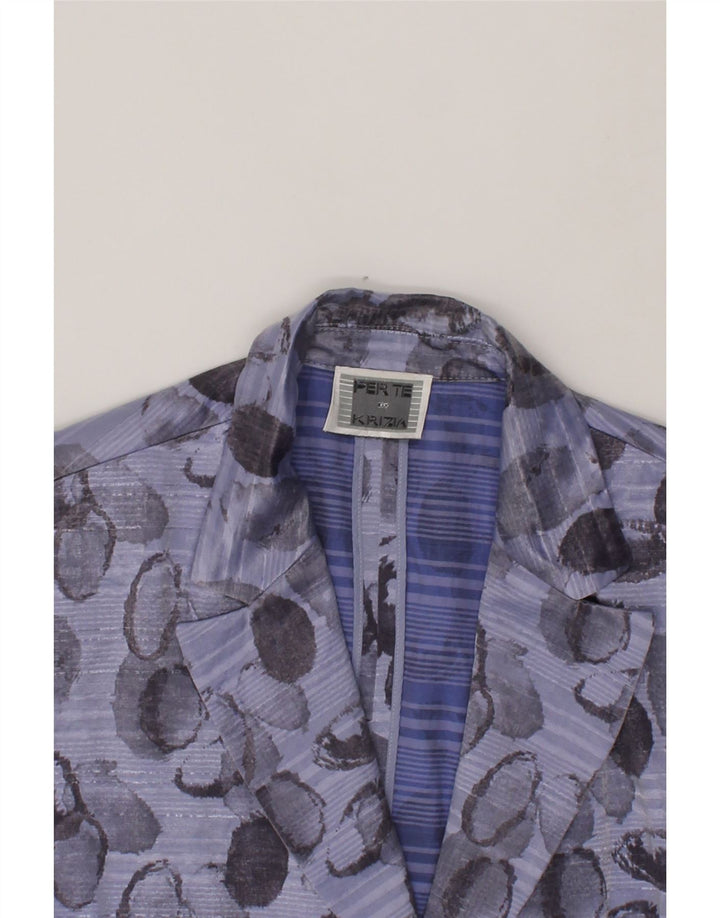 PERTE BY KRIZIA Womens 3/4 Sleeve 3 Button Blazer Jacket UK 18 XL Blue Vintage Perte by Krizia and Second-Hand Perte by Krizia from Messina Hembry 
