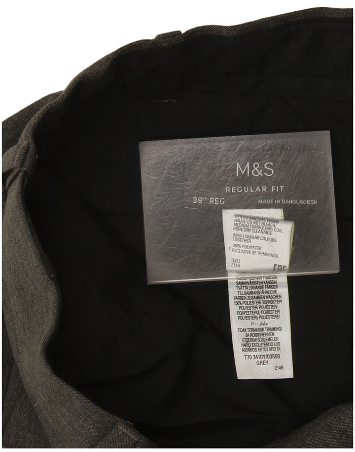 Marks & Spencer Pantaloni de costum pentru bărbați, drepti, cu croiala normală, L38 L31, gri