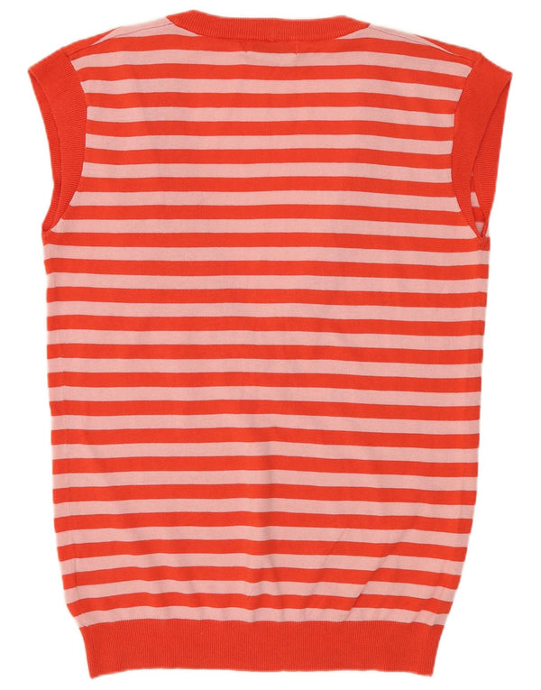 Topshop Womens Vest Tank Top UK 10 Bumbac cu dungi roșii mici