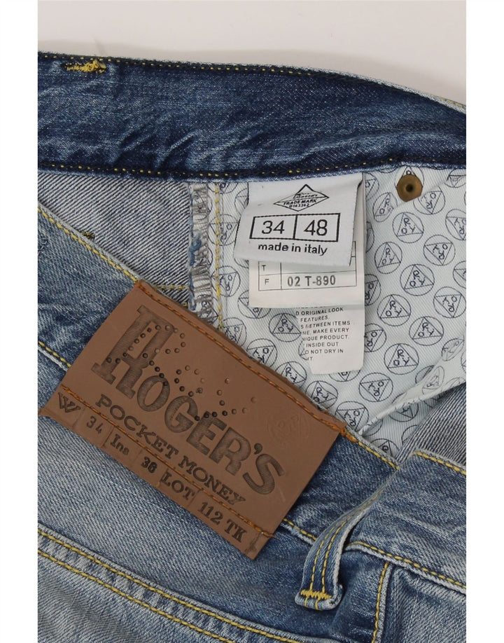 Blugi drepti pentru bărbați Roy Rogers IT 48 Medium L34 L35 Bumbac albastru