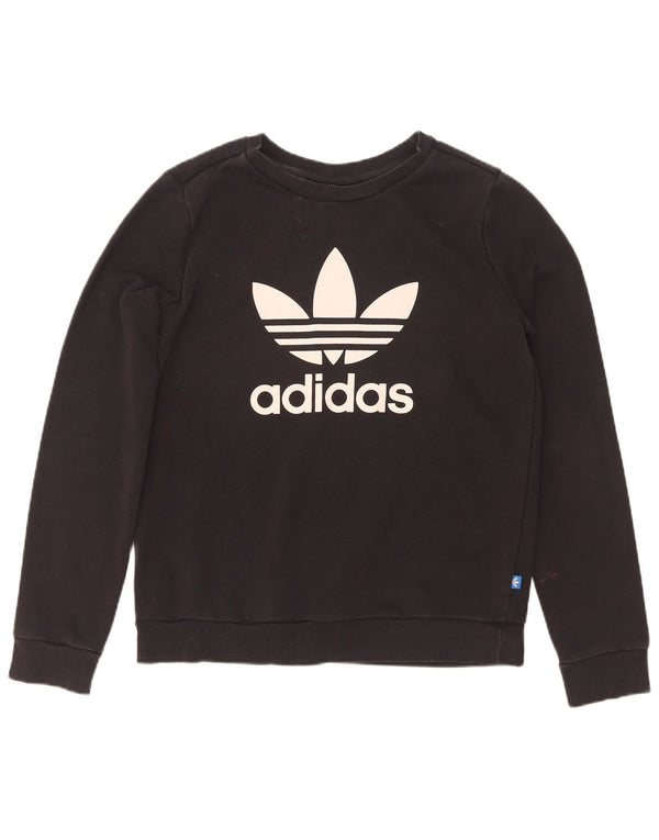 Pulover de hanorac grafic Adidas pentru femei UK 12 bumbac mediu negru