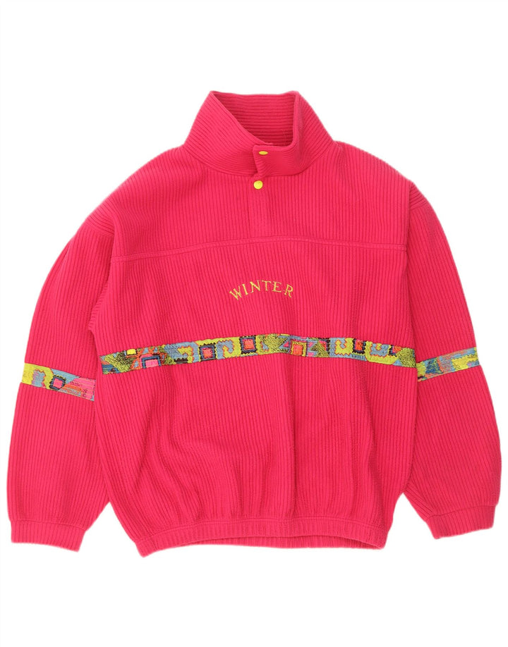 Pulover supradimensionat din lână pentru femei Vintage UK 14 Roz mediu