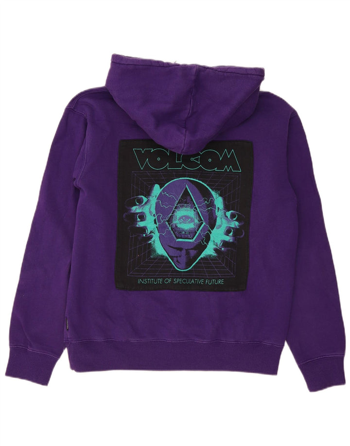 VOLCOM Pulover supradimensionat cu glugă cu grafic pentru femei UK 10 Mic violet