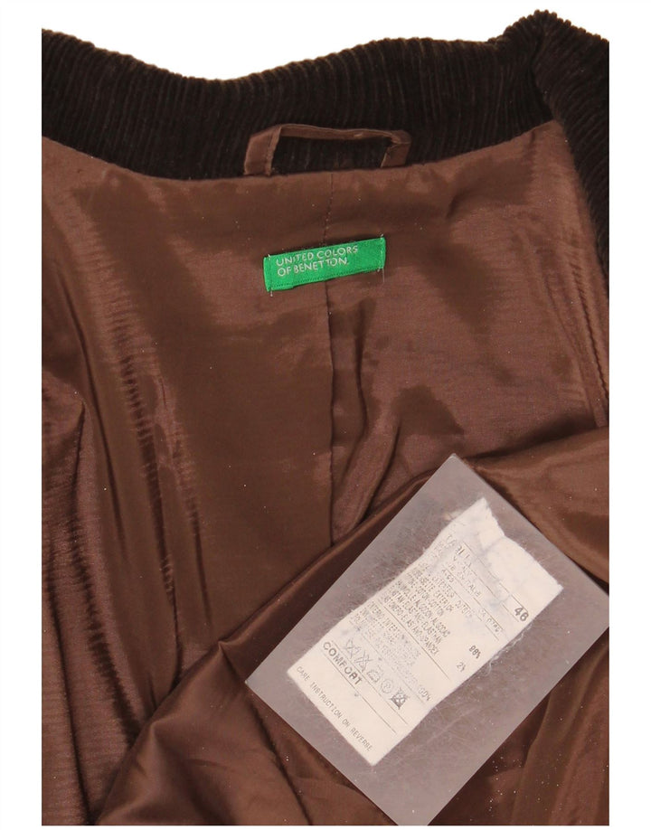 Jachetă Benetton pentru femei, cu 3 nasturi, din velur, IT 46, bumbac maro mare