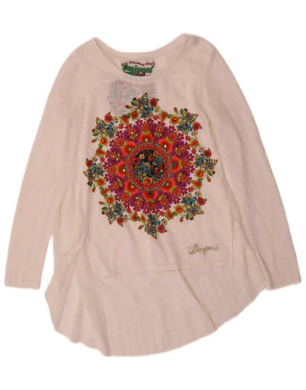 Top cu tunică grafică Desigual pentru femei UK 10 Small White Floral