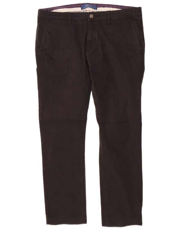 Pantaloni chino drepți pentru bărbați Zara EU 44 Large W34 L30 Negru