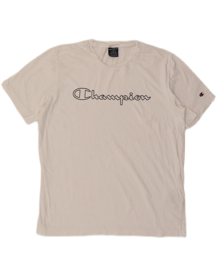 Tricou grafic pentru bărbați CHAMPION Top mare din bumbac alb