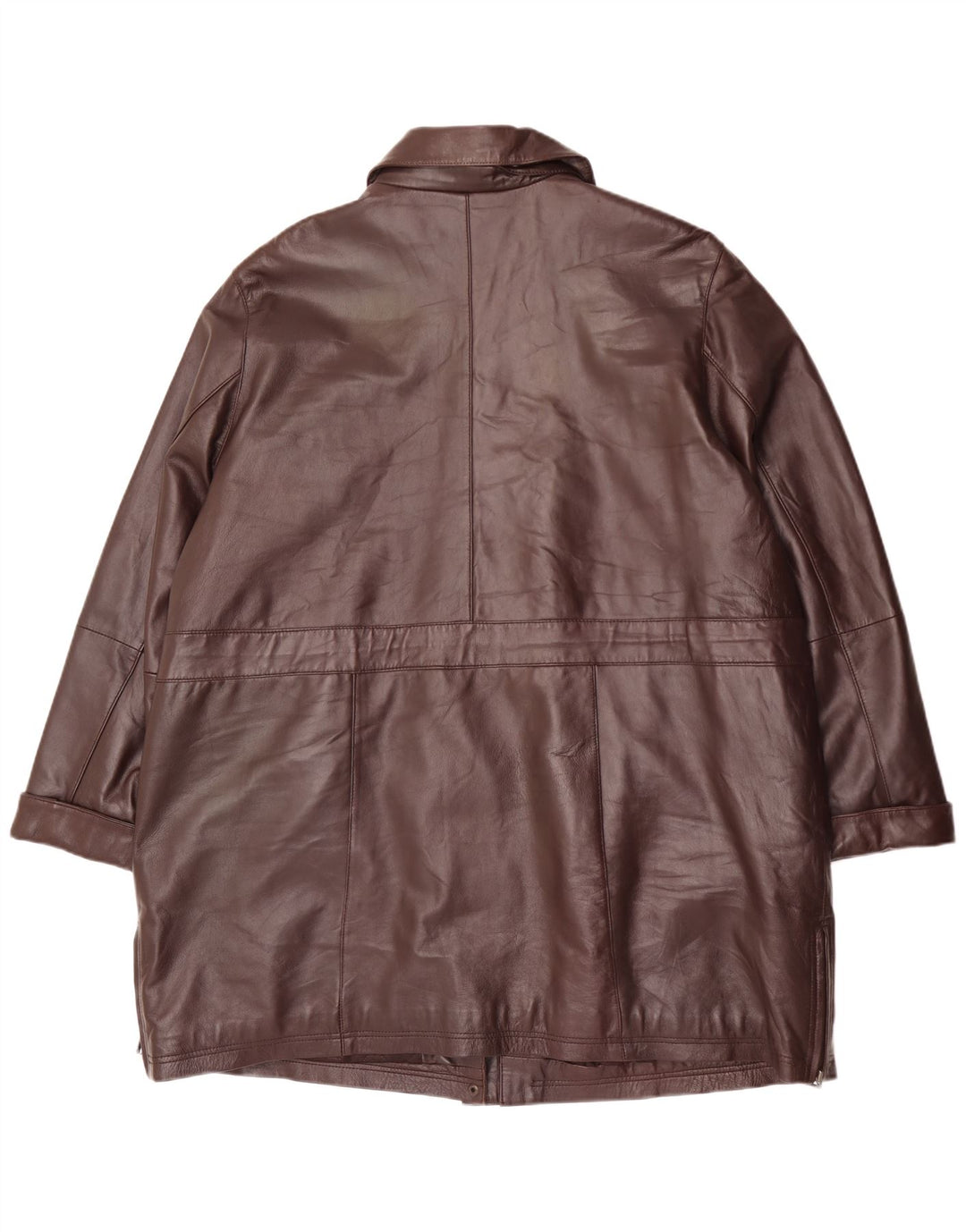 Palton din piele vintage pentru femei UK 20 2XL din piele maro