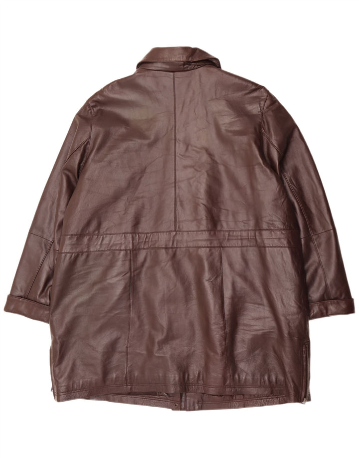 Palton din piele vintage pentru femei UK 20 2XL din piele maro