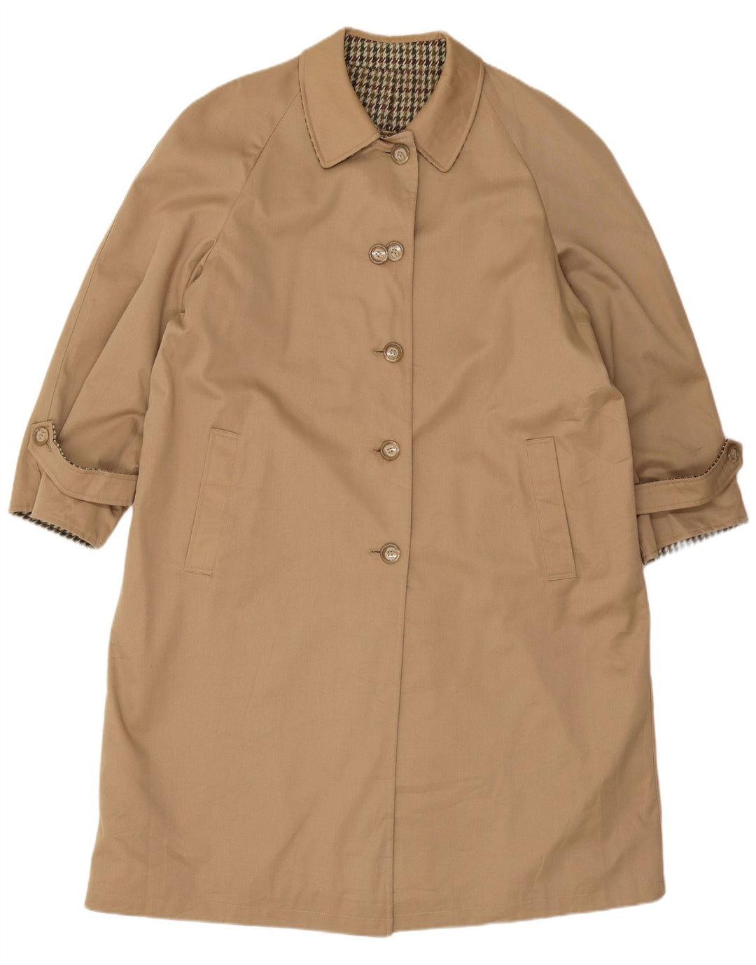 Pardesiu oversize reversibil Vintage pentru femei IT 47 XL Bej Houndstooth