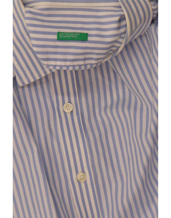 Cămașă Benetton pentru bărbați Medium Blue Pinstripe