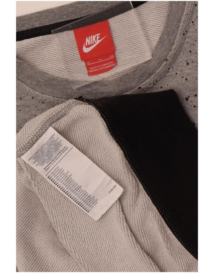 Pulover grafic pentru bărbați Nike XL, bumbac color bloc, gri