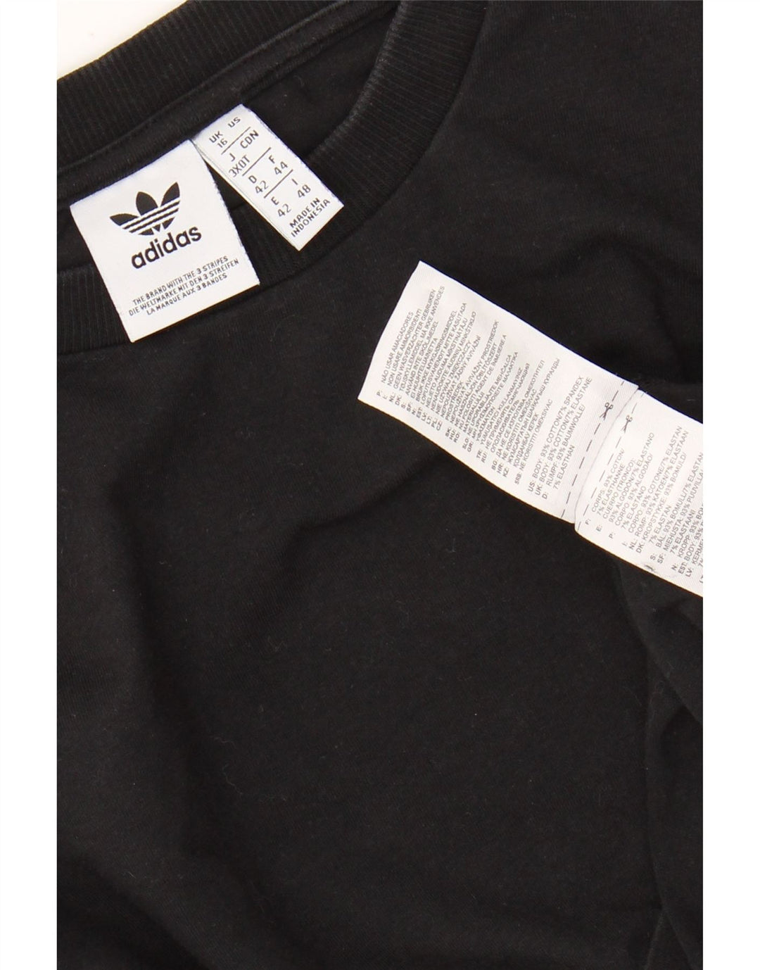 ADIDAS Crop Top pentru femei cu mânecă lungă UK 16, mare, negru, bumbac
