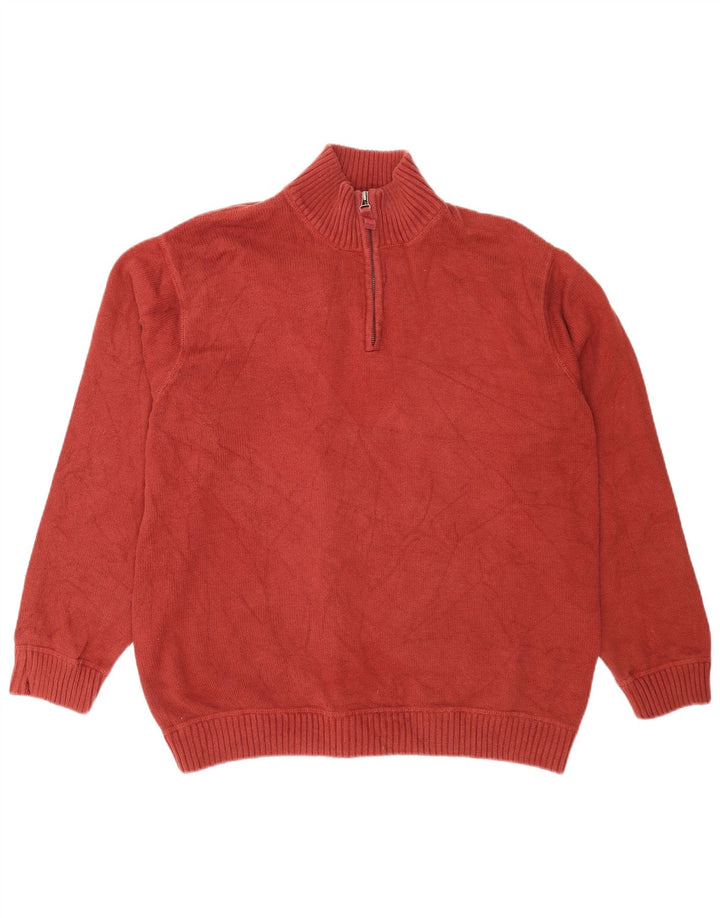 Pulover pentru bărbați Eddie Bauer, cu fermoar și gât, bumbac maro 2XL