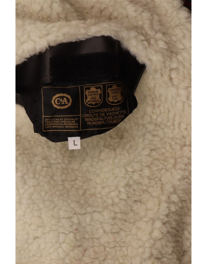 Jachetă pentru bărbați C&A Sherpa Suede UK 40 Large Red Fair Isle Piele