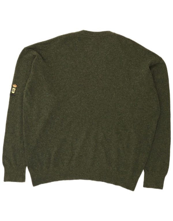Pulover cu decolteu în V Lacoste pentru bărbați Mărimea 8 3XL Lână de miel verde