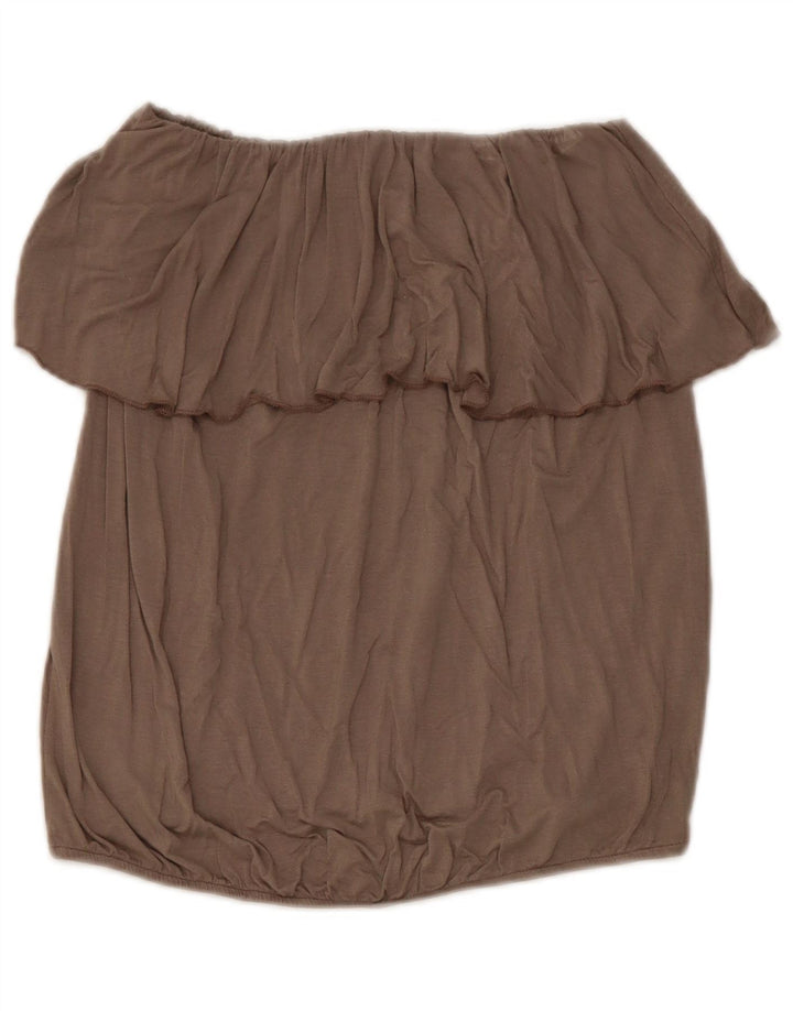 Top pentru femei Benetton Crop Off Shoulder UK 12 Medium Gri Viscose