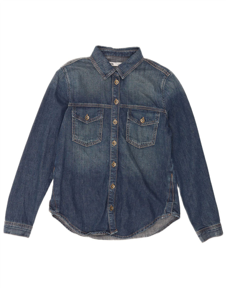 Cămașă de blugi Zara pentru femei UK 10 Small Blue Bumbac