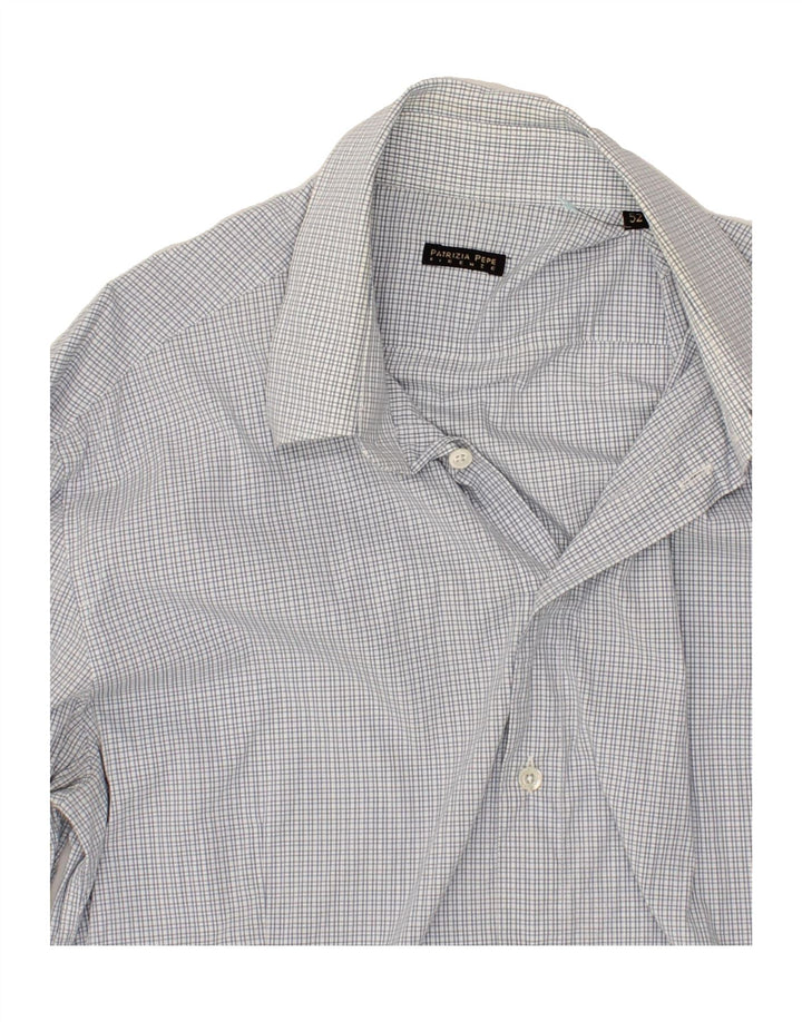 PATRIZIA PEPE Mens Shirt IT 52 Large Blue Check Cotton Vintage Patrizia Pepe and Second-Hand Patrizia Pepe from Messina Hembry 