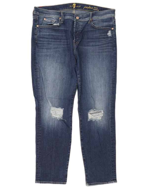 Blugi skinny 7 For All Mankind pentru femei Boyfriend Crop L32 L26 Albastru