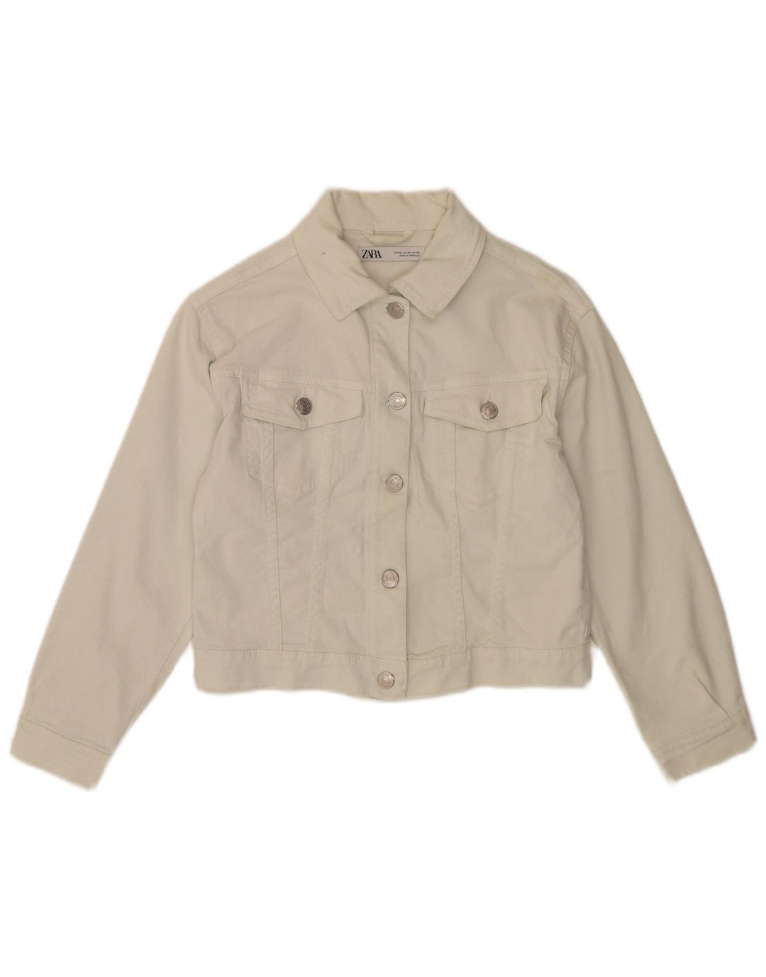 Jachetă de blugi pentru femei Zara UK 6 XS Bumbac alb
