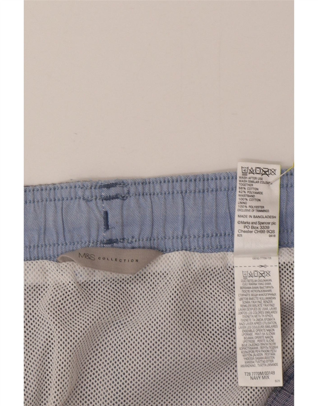 Pantaloni scurți de înot pentru bărbați Marks & Spencer, mari, albastru, bumbac