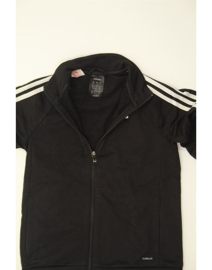 ADIDAS Boys Climalite Tracksuit Top Jacket 9-10 Years Black Polyester Vintage Adidas and Second-Hand Adidas from Messina Hembry 