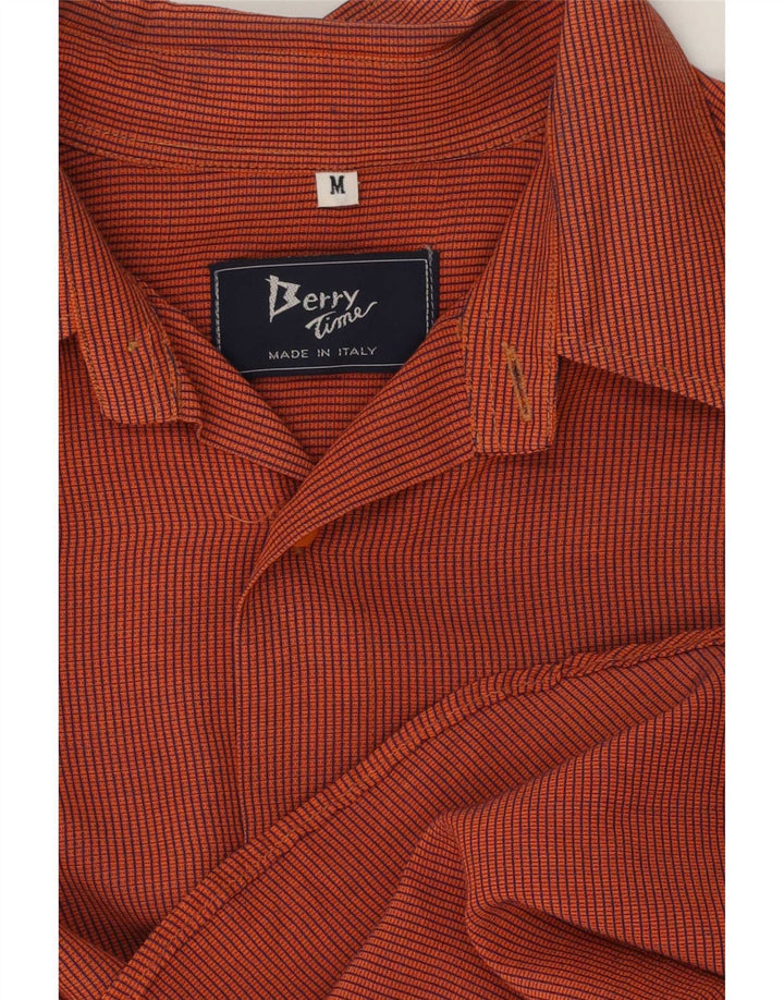 Cămașă Vintage pentru bărbați cu mânecă scurtă, portocaliu mediu Gingham