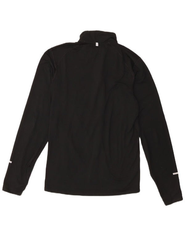Top de trening pentru bărbați Dri Fit, cu fermoar și gât, din poliester negru