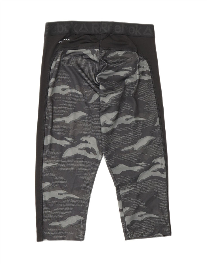 Leggings Reebok Graphic Capri pentru femei UK 18 XL, poliester camuflaj gri
